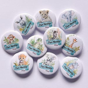 Pure Worship Convention Gifts, JW Kids, JW Animal Button Pins