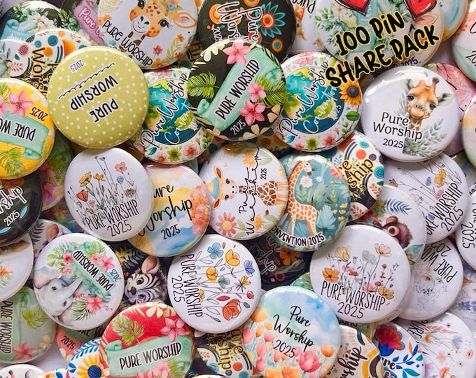 JW large Share Pin Pack, Pure Worship Convention Gifts, JW Kids, JW Button pins
