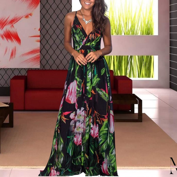 Tropical Print Dress - Etsy