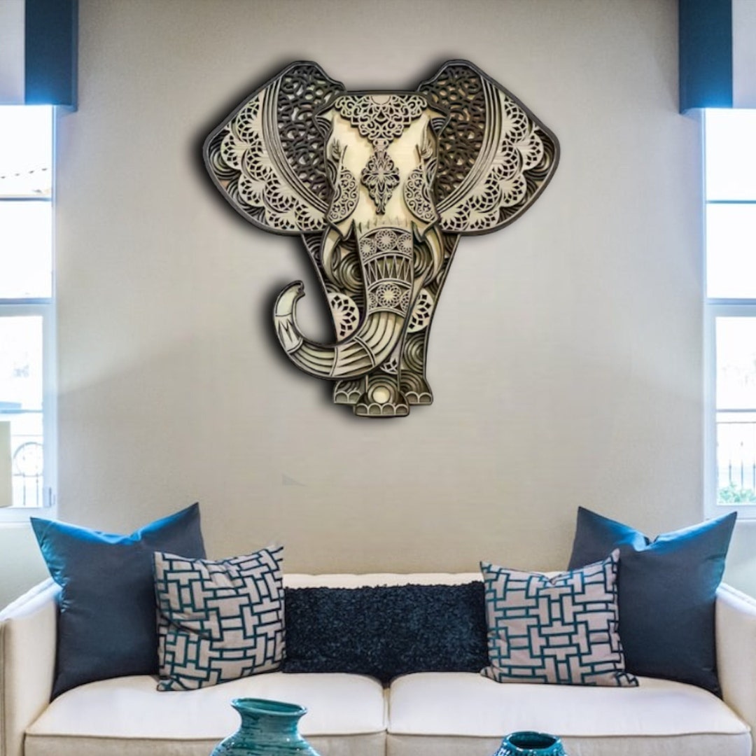 Elephant Mandala Wall Hanging Elephant Wall Art Multilayer - Etsy
