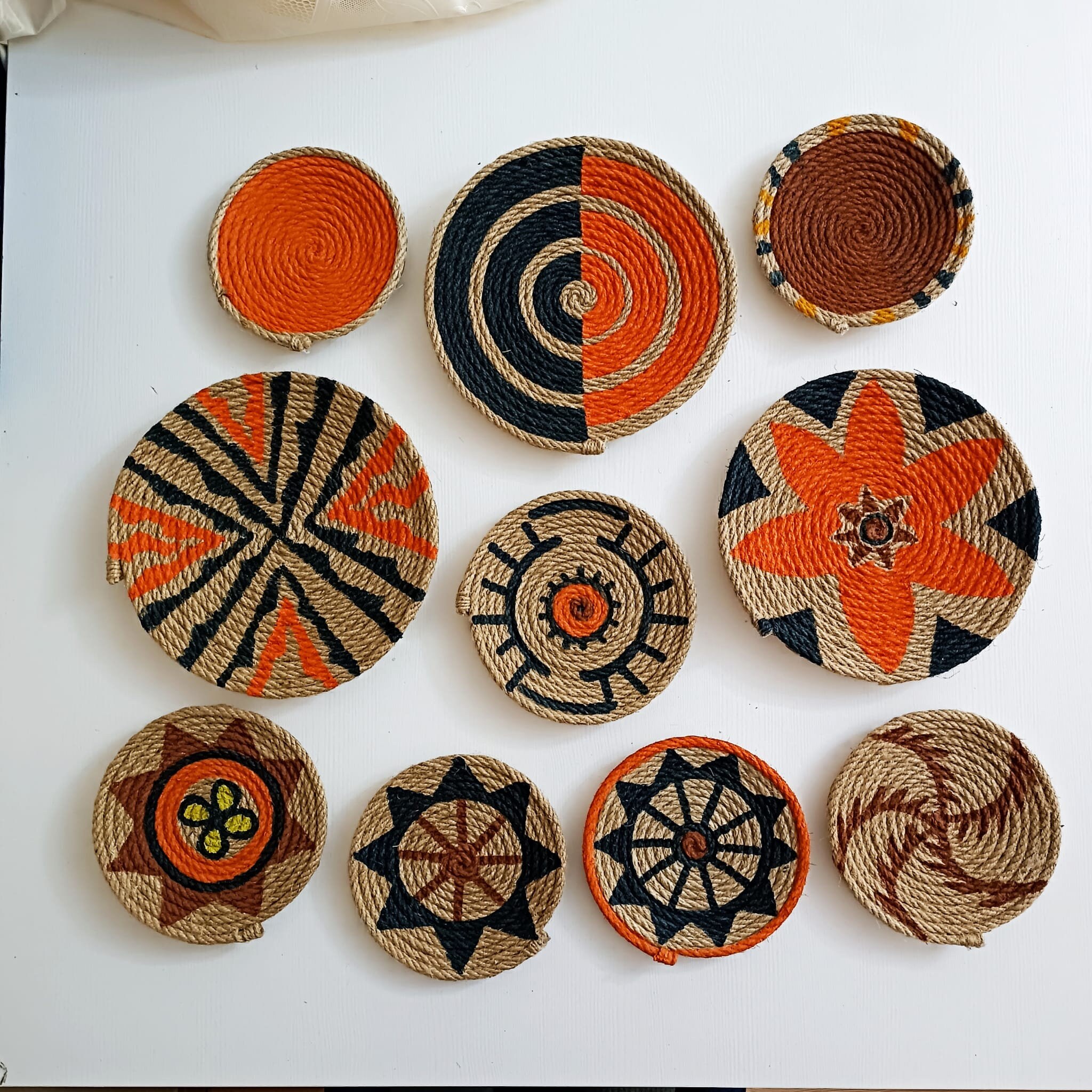 Wall Basket Set of 10, Wall Basket Decor Set, Natural African Baskets