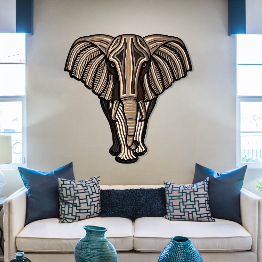 WOODEN ELEPHANT MANDALA Elephant Wall Artwork Multilayer Etsy