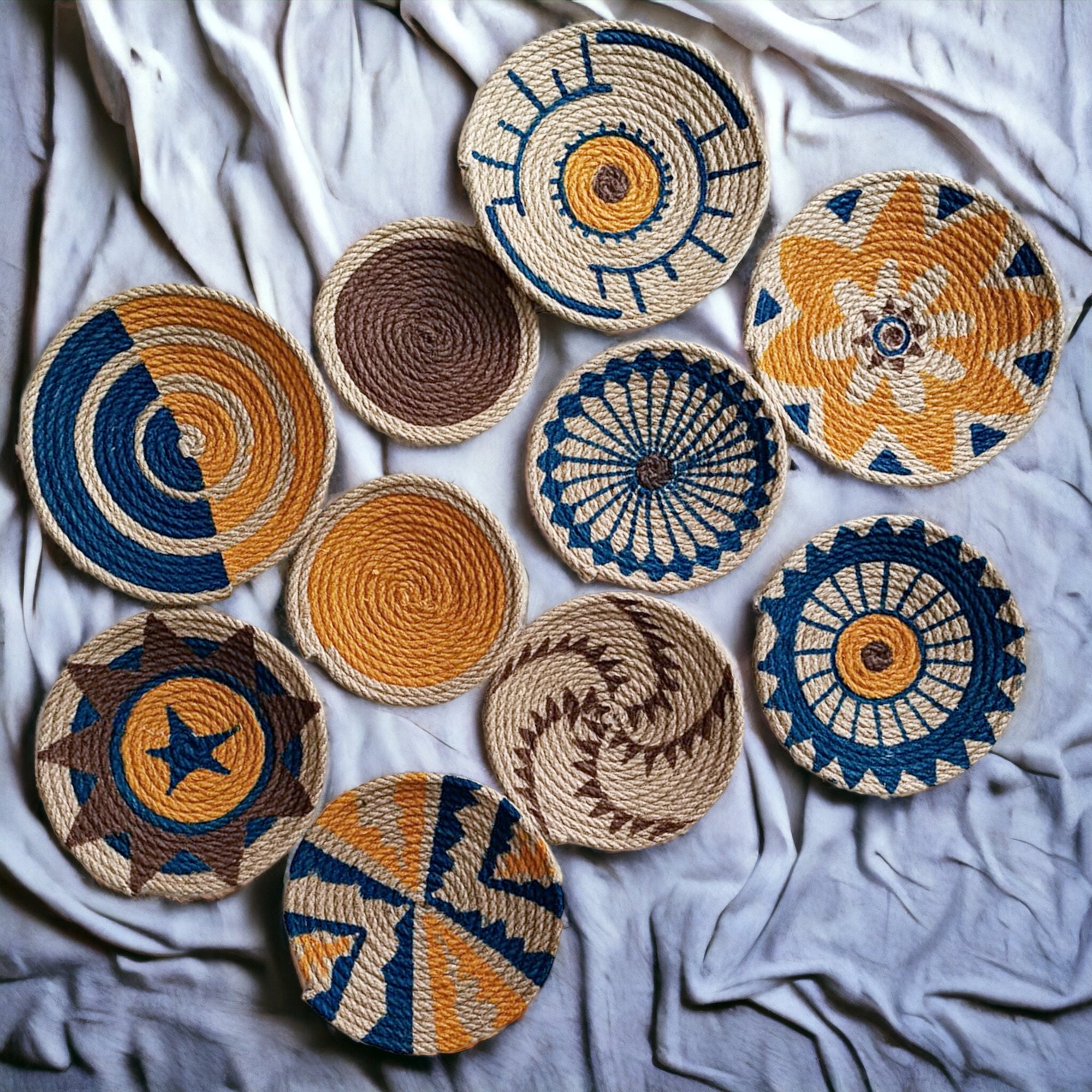 Wall Basket Set of 10 Wall Basket Decor Set Natural African Etsy