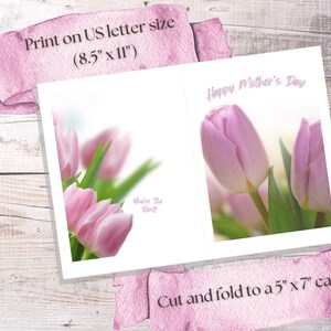 Happy Mothers Day Printable Card / Tulips Card Template / Instant ...