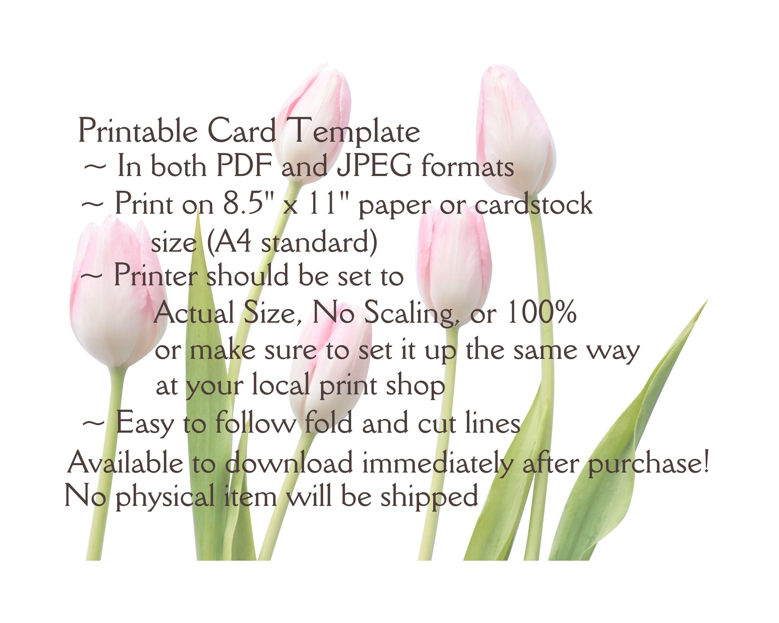 Happy Mothers Day Printable Card / Tulips Card Template / Instant ...