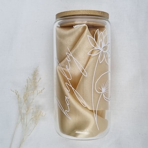 Birth Flower Glass Tumbler | 470ml/16oz | Iced Coffee | Smoothies | Bubble Tea | Cocktails | Bamboo | Beer Can | Libbey | Mothers Day |