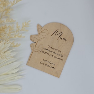 Targa con fiori ad arco / Festa della mamma / Nonna / Nonni / Messaggio speciale
