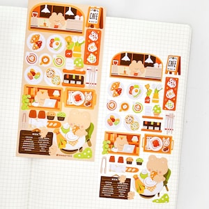 Cafe Datum Sticker Blatt | Niedliche gemütliche Bären-Aufkleber für Planung, Tagebuch, Journaling und Bujo