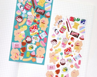 Cute Childhood Candy Sticker Sheet | Nostalgic Bear Stickers for Planning, Diary, Journaling, and Bujo