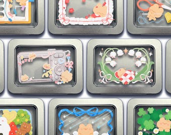 Cute Metal Storage Tins with Clear Window (4.5in x 3.3in x 0.9in)