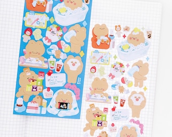 Treat Your Self Sticker Sheet | Cute Self-love Bear Stickers for Planning, Diary, Journaling, and Bujo
