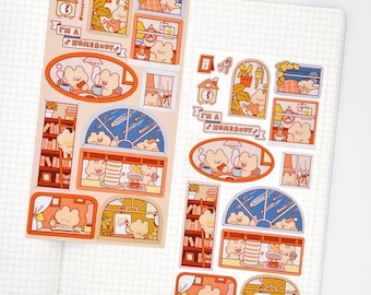I'm a Homebody Sticker Sheet | Cute Bear Stickers for Planning, Diary, Journaling, and Bujo