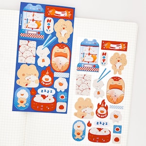 Steamed Buns Sticker Sheet | Cute Cozy Bear Stickers for Planning, Diary, Journaling, and Bujo