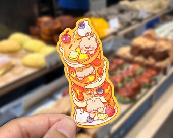 Souffle Pancake Mirror Effect Matte Die-Cut Sticker | Cute Bear Sticker | Laptop, Water Bottle, Journal Sticker