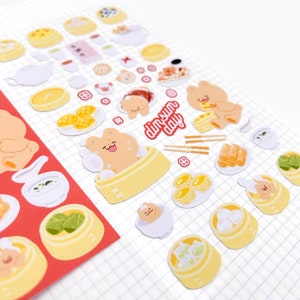 Dim Sum Day Sticker Sheet Cute Dim Sum and Bear Stickers for Planning, Diary, Journaling, and Bujo zdjęcie 2