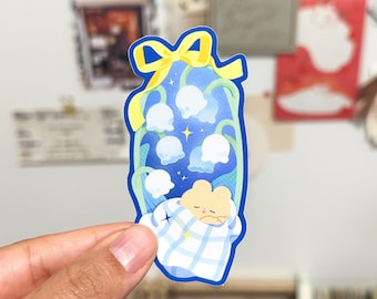 Sleepy Lily of the Valley Metallic Mirror Effect Matte Die-Cut Sticker
