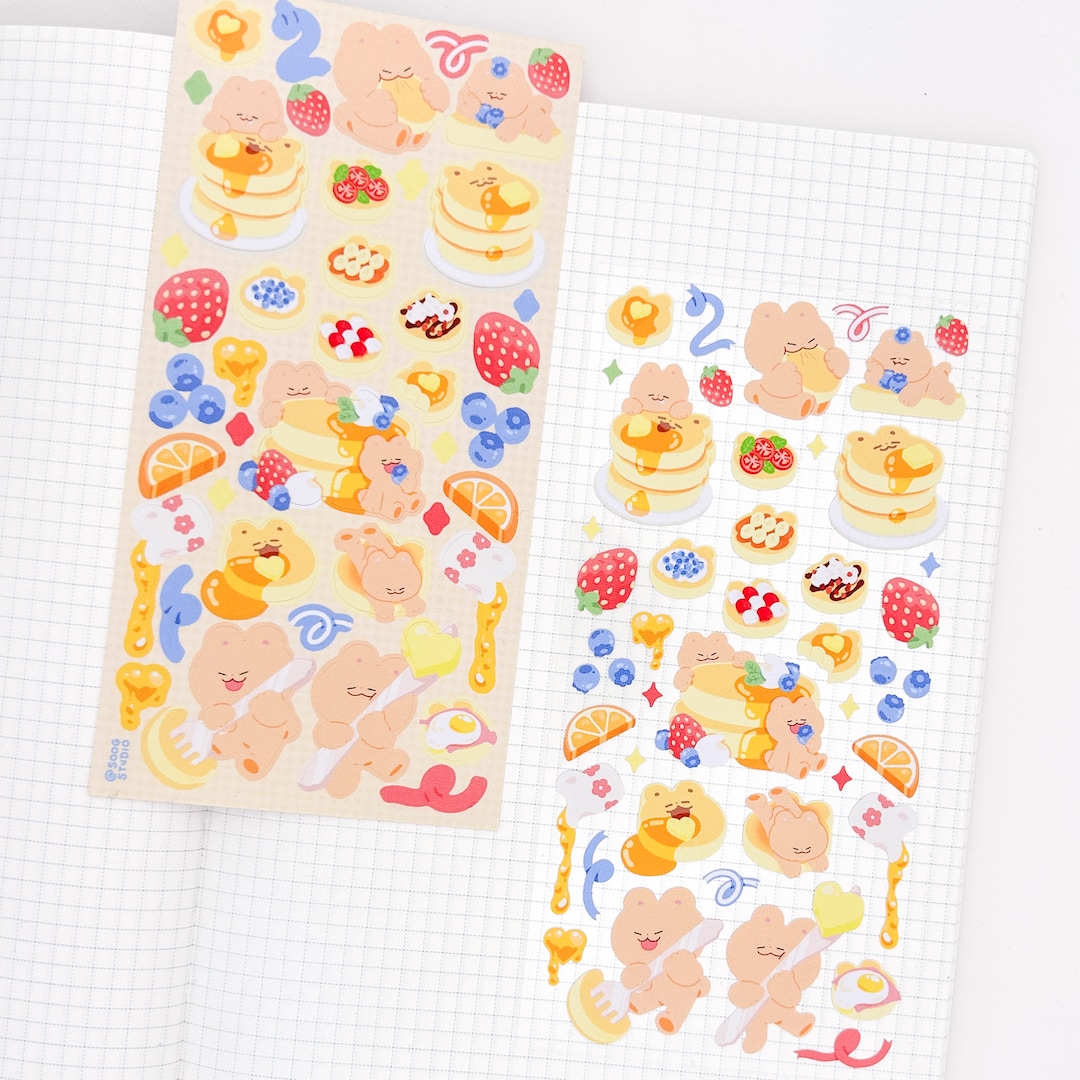 Pancake Sticker Sheet | Cute Breakfast Bear Stickers for Planning ...
