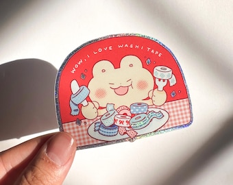 I Love Washi Glitter Border Die-Cut Sticker