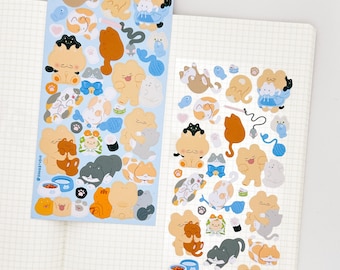 Cute Cats Sticker Sheet | Cute Cozy Bear Stickers for Planning, Diary, Journaling, and Bujo