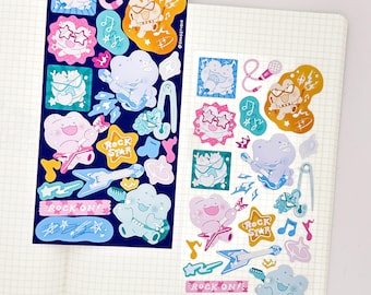 Rock 'n' Roll Spot Holo Sticker Sheet | Cute Bear Stickers for Planning, Diary, Journaling, and Bujo