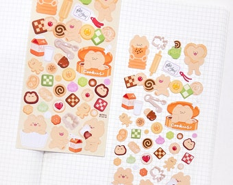 Milk and Cookies Sticker Sheet | Cute Cookie Bear Stickers for Planning, Diary, Journaling, and Bujo