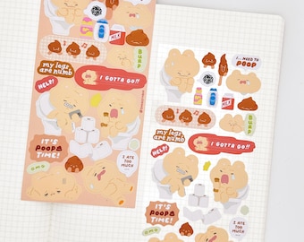 I Gotta Poop Sticker Sheet | Stressed Bear Stickers for Planning, Diary, Journaling, and Bujo