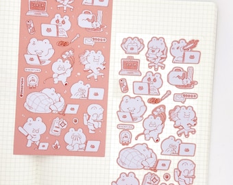 Workaholic (Angry Version) | Hard Working Bear Stickers for Planning, Diary, Journaling, and Bujo