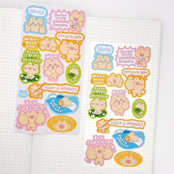 Positive Affirmations Sticker Sheet | Cute Bear Stickers for Planning, Diary, Journaling, and Bujo