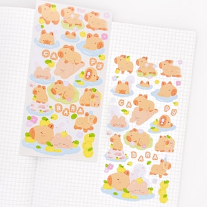 Hoja de pegatinas de Carpincho y Oso / Lindas pegatinas de Carpincho para planificación, diario, diario y Bujo