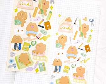 Stationery Sticker Sheet | Cute Bear Stickers for Planning, Diary, Journaling, and Bujo