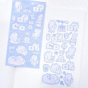 Hoja de pegatinas adictas al trabajo / Lindas (pero cansadas) pegatinas de osos para planificación, diario, diario y Bujo