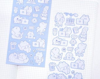 Workaholic (Tired Version) Sticker Sheet | Cute (but Tired) Bear Stickers for Planning, Diary, Journaling, and Bujo