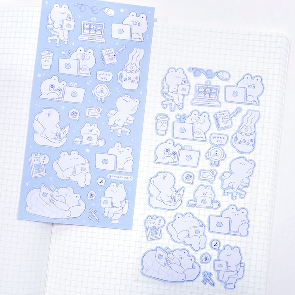 Workaholic Sticker Sheet | Cute (but Tired) Bear Stickers for Planning, Diary, Journaling, and Bujo