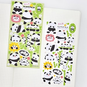 Folha de Adesivos Panda | Adesivos Fofos de Panda para Planejamento, Diário, Diário e Bujo