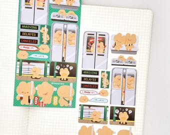Public Transportation Sticker Sheet | Tired Bear Stickers for Planning, Diary, Journaling, and Bujo