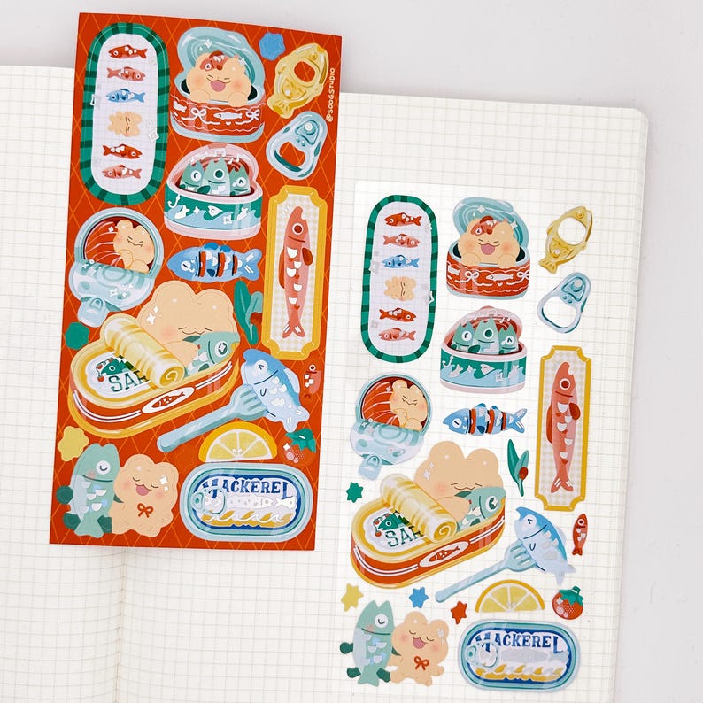 Tinned Fish Spot Holo Sticker Sheet | Cozy Bear Stickers for Planning ...