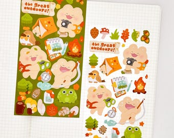 The Great Outdoors Sticker Sheet | Cute Cozy Bear Stickers for Planning, Diary, Journaling, and Bujo