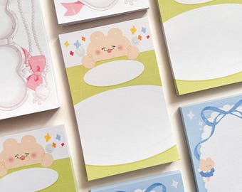 Time to Eat Memo Pad | Cute Food and Bear Themed Notepads for Planning, Diary, Journaling, and Bujo