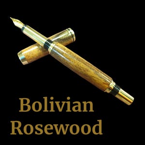 VULPEN KLAARLOOS "Bolivia". Prachtig Boliviaans palissander, gewoonweg geweldige nerf en kleur. Een visueel genot. Unieke op maat gemaakte hoogglanspen