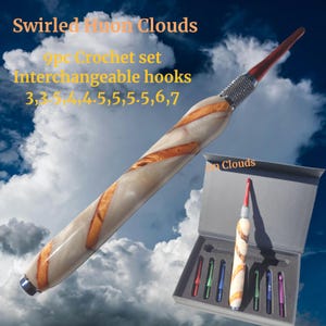 Handmade Interchangeable Crochet Hook Set: Custom Handles, multiple options.  Gift Boxed