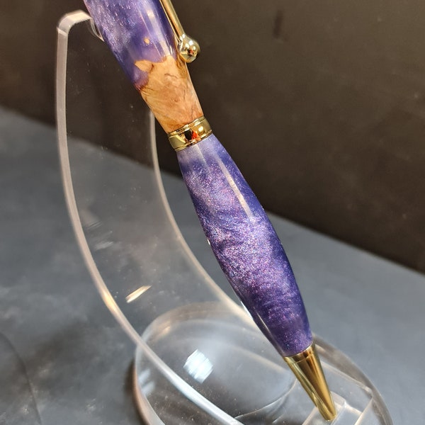 NOUVEAU Stylo hybride fin « Violet Crumble ». Quincaillerie dorée, stylo incroyablement beau. Pochette cadeau rechargeable, beau cadeau. Stylo design, personnalisé