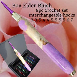 Handmade Interchangeable Crochet Hook Set: Custom Handles, multiple options.  Gift Boxed