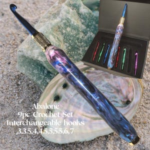 Handmade Interchangeable Crochet Hook Set: Custom Handles, multiple options.  Gift Boxed