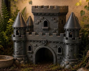 Fantasy Castle Hide for Reptile Enclosures: Terrarium Enrichment, Arachnid Habitat