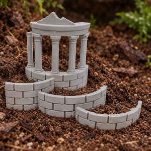 Meerlaags substraatondersteuningssysteem — Terrariumwanden en platformset met Romeinse ruïnes