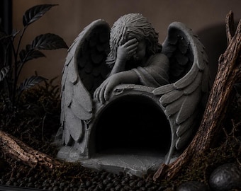 Grotta dell'Angelo / Decorazione per terrario gotico per creature: Decorazione per arricchimento ambientale per aracnidi, serpenti, rettili, ragni saltatori, anfibi, gechi, draghi barbuti