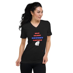 EAT SLEEP BRUMBY- Unisex Short Sleeve V-Neck T-Shirt