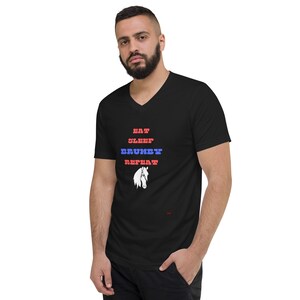 EAT SLEEP BRUMBY- Unisex Short Sleeve V-Neck T-Shirt
