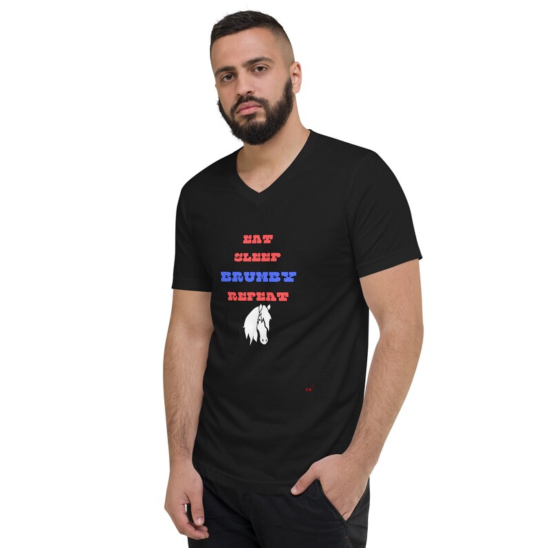 EAT SLEEP BRUMBY- Unisex Short Sleeve V-Neck T-Shirt