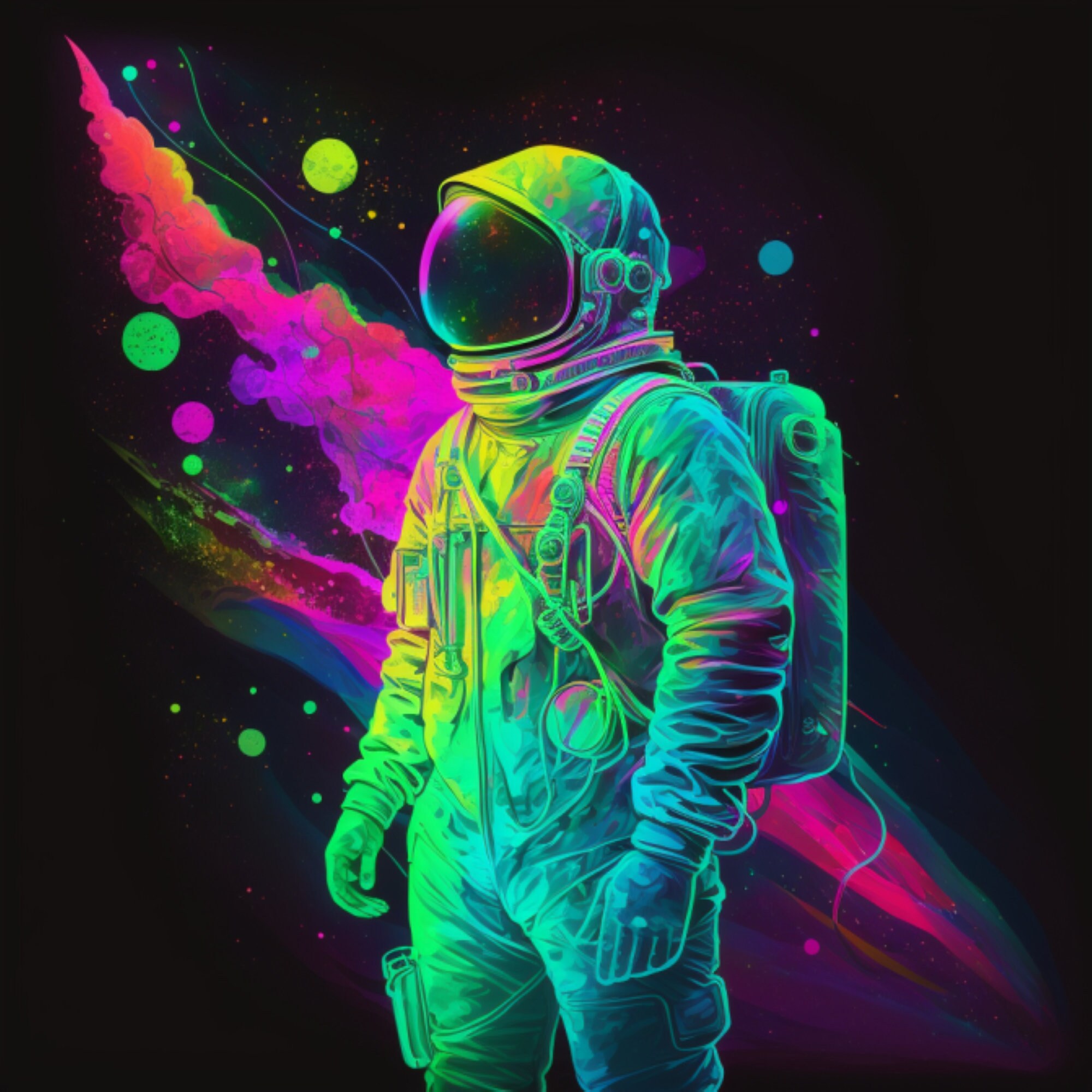 Cosmic Journey: A Psychedelic Astronaut Space Adventure - Digital Print ...